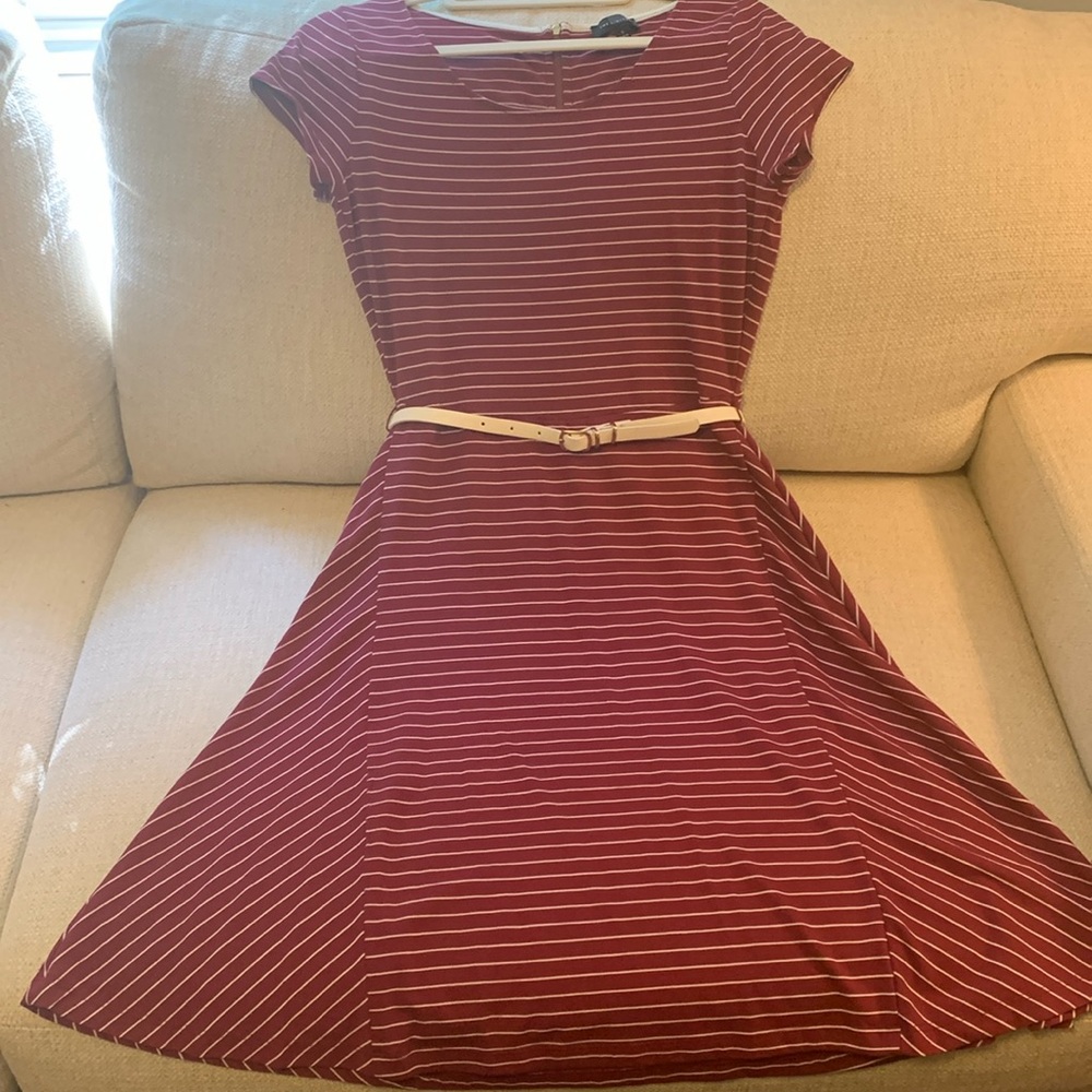The Limited striped flare dress with belt